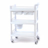 Тележка медицинская (стол манипуляционный) МЕТ SPY-130 (3 полки, 2 ящика, ведро), белый